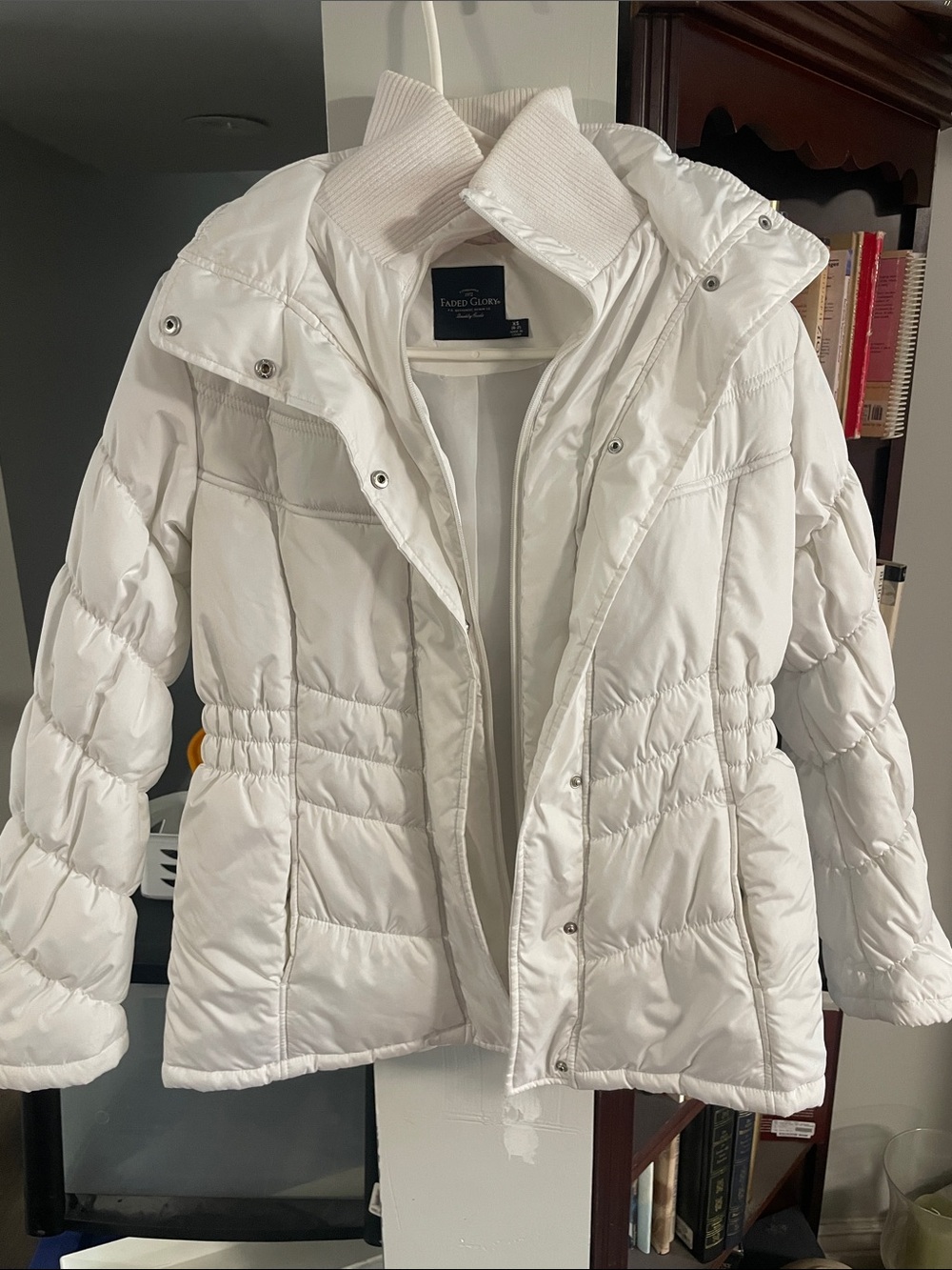 Faded Glory Women's White Quilted Puffer Coat